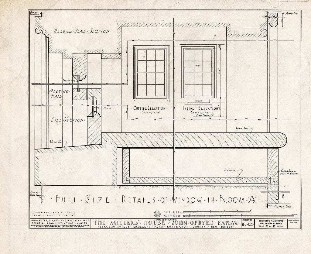 Blueprint HABS NJ,10-SERG,1- (Sheet 11 of 11) - Miller's House, Rosemont Road, Sergeantsville, Hunterdon County, NJ