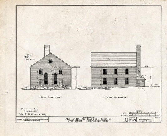 Blueprint HABS NJ,11-HOP,1- (Sheet 2 of 8) - Old School Baptist Church, Main Street, Hopewell, Mercer County, NJ