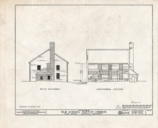 Blueprint HABS NJ,11-HOP,1- (Sheet 3 of 8) - Old School Baptist Church, Main Street, Hopewell, Mercer County, NJ