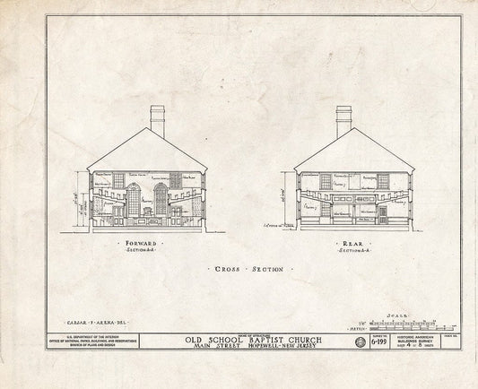 Blueprint HABS NJ,11-HOP,1- (Sheet 4 of 8) - Old School Baptist Church, Main Street, Hopewell, Mercer County, NJ
