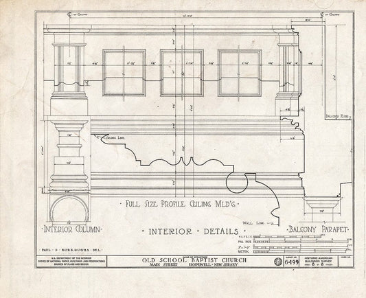 Blueprint HABS NJ,11-HOP,1- (Sheet 8 of 8) - Old School Baptist Church, Main Street, Hopewell, Mercer County, NJ