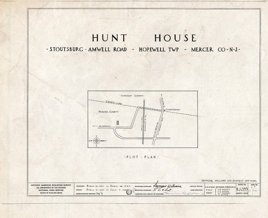 Blueprint HABS NJ,11-HOP.V,1- (Sheet 0 of 18) - Weart-Hunt House, Stoutsburg-Amwell Road, Hopewell, Mercer County, NJ