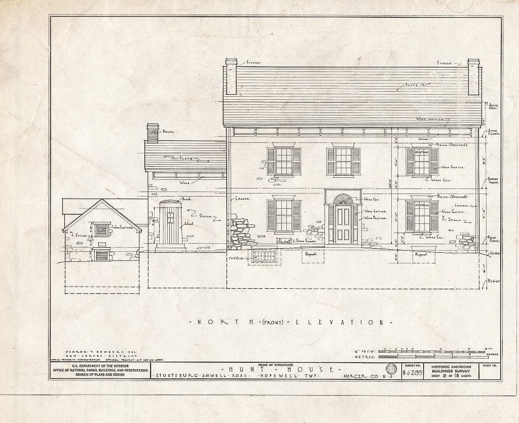 Blueprint HABS NJ,11-HOP.V,1- (Sheet 5 of 18) - Weart-Hunt House, Stoutsburg-Amwell Road, Hopewell, Mercer County, NJ