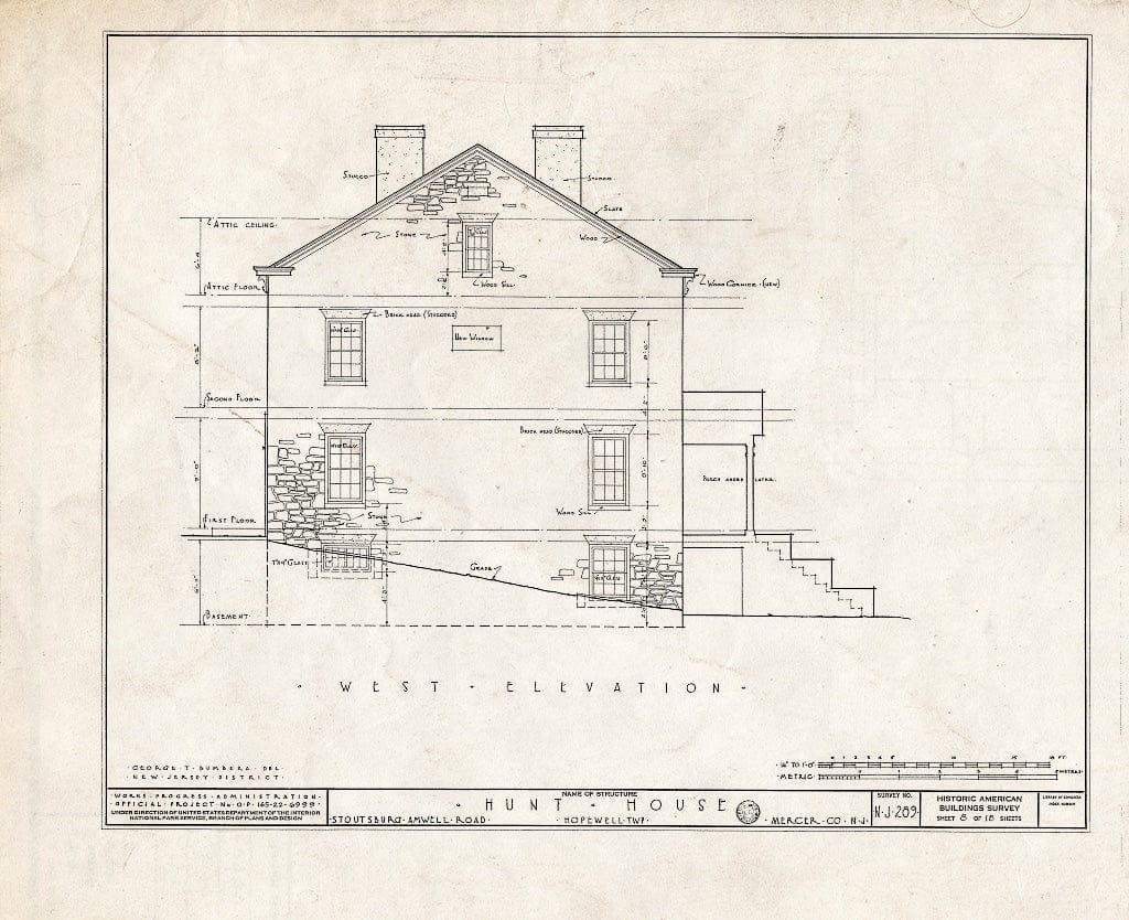 Blueprint HABS NJ,11-HOP.V,1- (Sheet 8 of 18) - Weart-Hunt House, Stoutsburg-Amwell Road, Hopewell, Mercer County, NJ