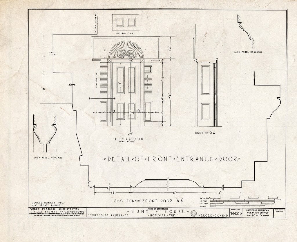 Blueprint HABS NJ,11-HOP.V,1- (Sheet 10 of 18) - Weart-Hunt House, Stoutsburg-Amwell Road, Hopewell, Mercer County, NJ