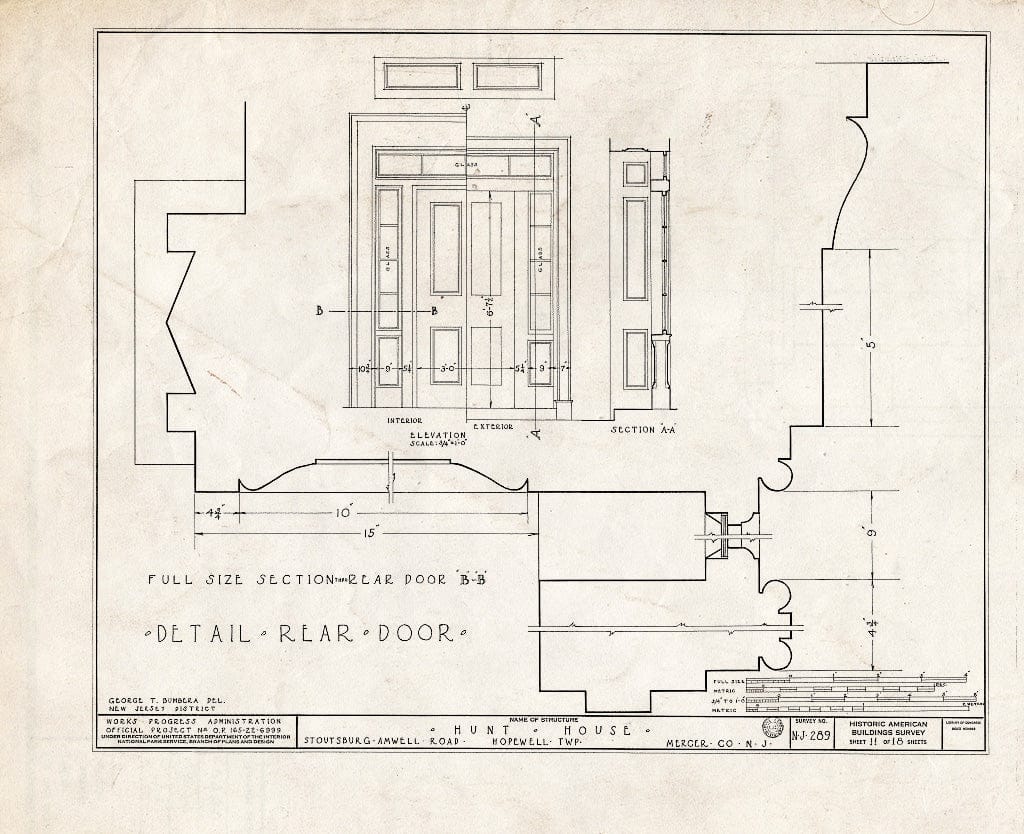 Blueprint HABS NJ,11-HOP.V,1- (Sheet 11 of 18) - Weart-Hunt House, Stoutsburg-Amwell Road, Hopewell, Mercer County, NJ