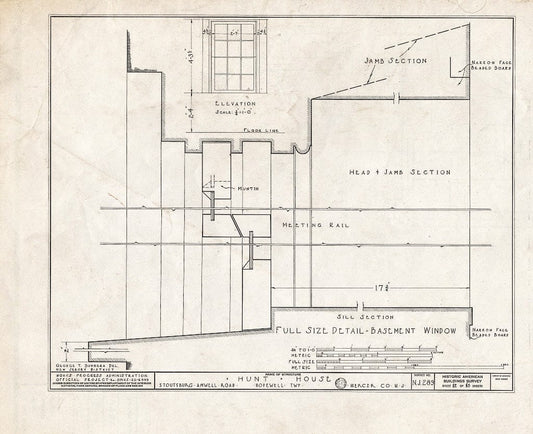 Blueprint HABS NJ,11-HOP.V,1- (Sheet 12 of 18) - Weart-Hunt House, Stoutsburg-Amwell Road, Hopewell, Mercer County, NJ