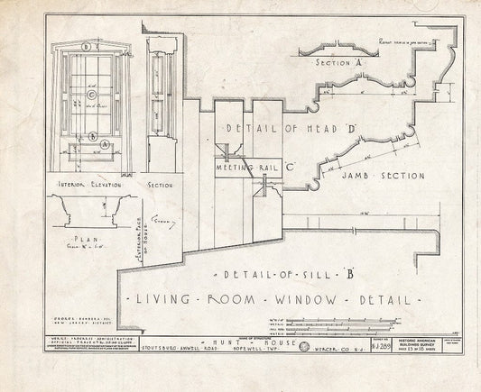 Blueprint HABS NJ,11-HOP.V,1- (Sheet 13 of 18) - Weart-Hunt House, Stoutsburg-Amwell Road, Hopewell, Mercer County, NJ