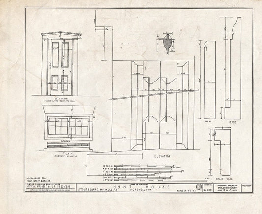 Blueprint HABS NJ,11-HOP.V,1- (Sheet 14 of 18) - Weart-Hunt House, Stoutsburg-Amwell Road, Hopewell, Mercer County, NJ
