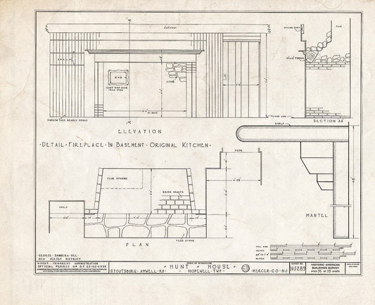 Blueprint HABS NJ,11-HOP.V,1- (Sheet 16 of 18) - Weart-Hunt House, Stoutsburg-Amwell Road, Hopewell, Mercer County, NJ