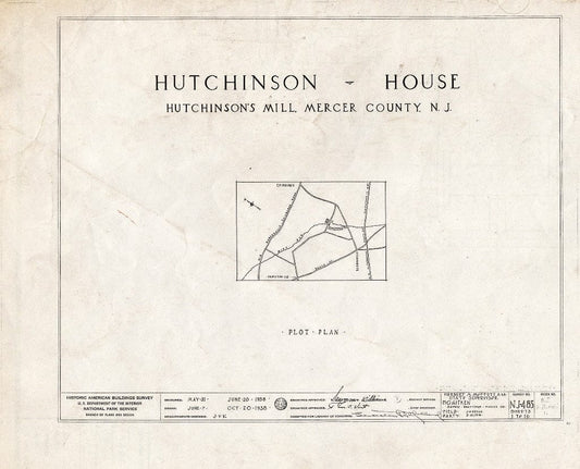 Blueprint HABS NJ,11-HUTMI,1- (Sheet 0 of 16) - Hutchinson House, Hutchinson Mills, Mercer County, NJ