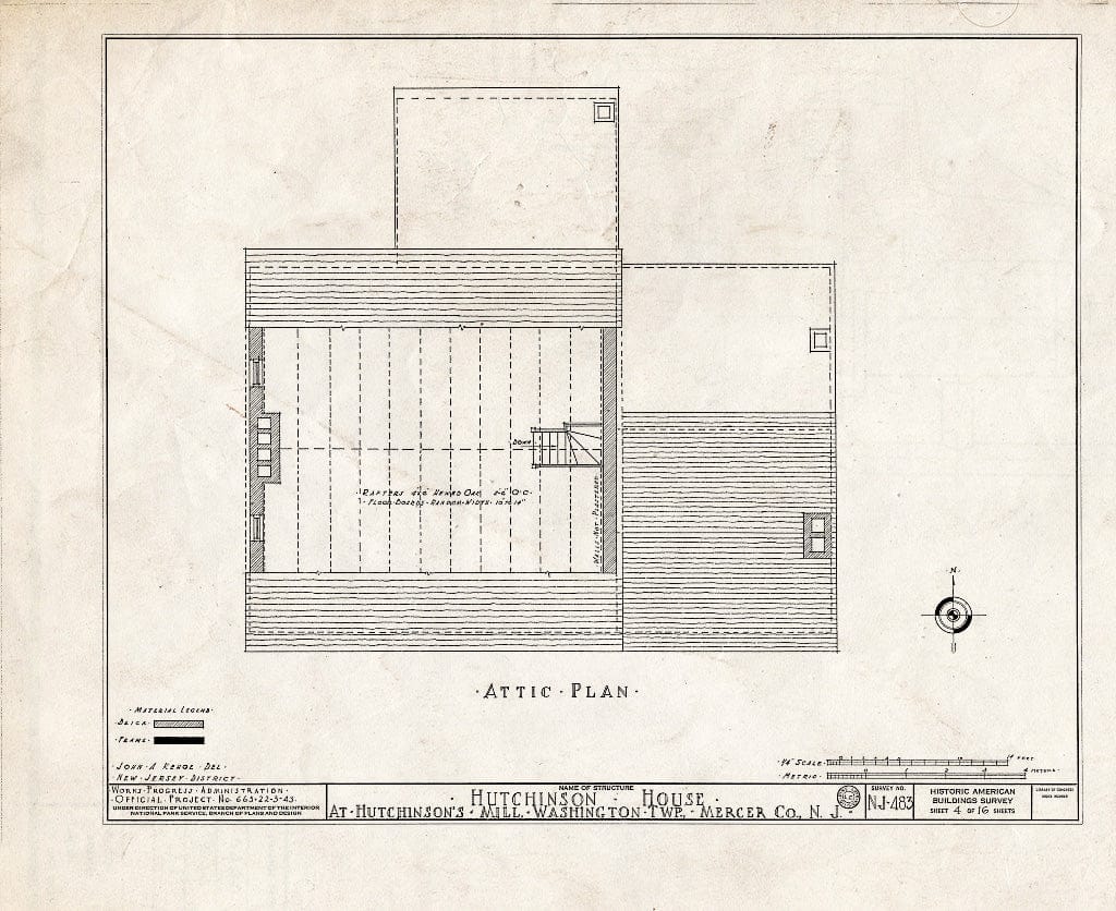 Blueprint HABS NJ,11-HUTMI,1- (Sheet 4 of 16) - Hutchinson House, Hutchinson Mills, Mercer County, NJ
