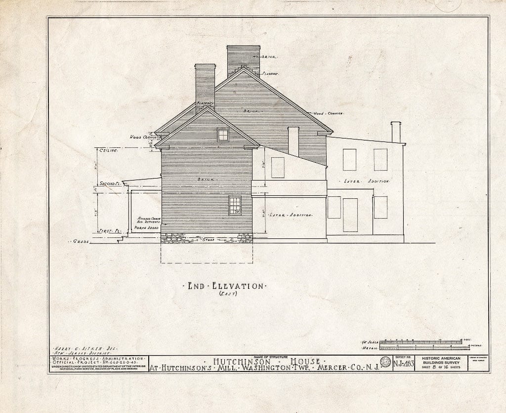 Blueprint HABS NJ,11-HUTMI,1- (Sheet 8 of 16) - Hutchinson House, Hutchinson Mills, Mercer County, NJ