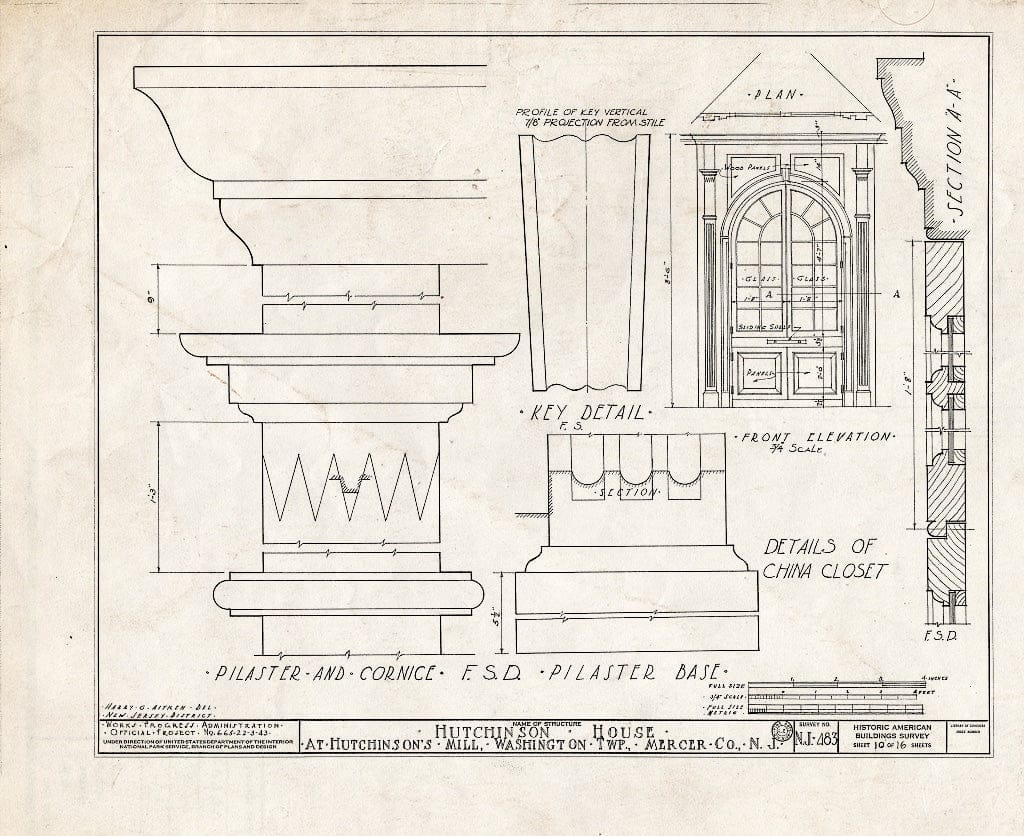 Blueprint HABS NJ,11-HUTMI,1- (Sheet 10 of 16) - Hutchinson House, Hutchinson Mills, Mercer County, NJ