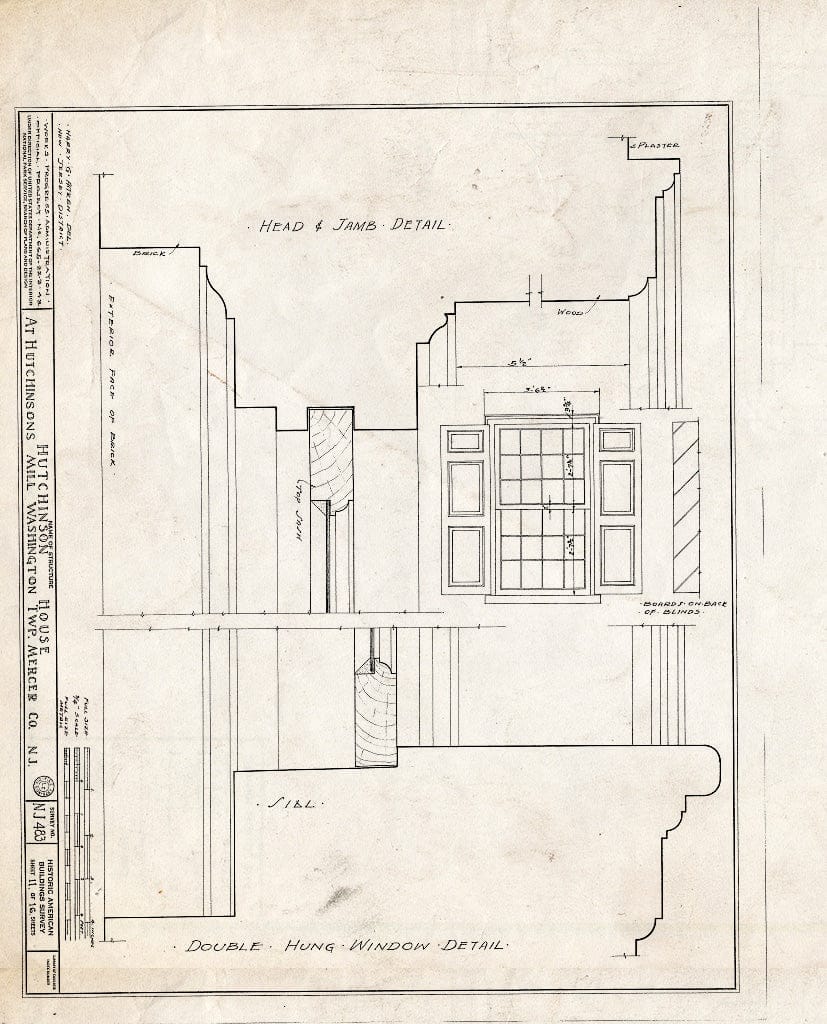 Blueprint HABS NJ,11-HUTMI,1- (Sheet 11 of 16) - Hutchinson House, Hutchinson Mills, Mercer County, NJ