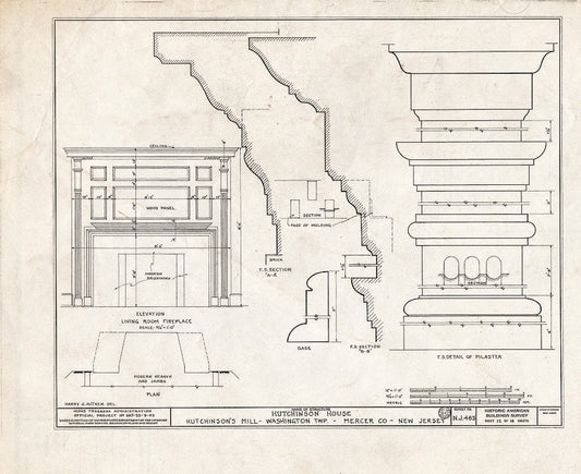 Blueprint HABS NJ,11-HUTMI,1- (Sheet 12 of 16) - Hutchinson House, Hutchinson Mills, Mercer County, NJ