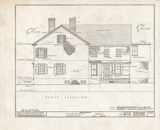 Blueprint HABS NJ,11-LAWR,1- (Sheet 2 of 12) - Harmony Hall, Main Street, Lawrenceville, Mercer County, NJ