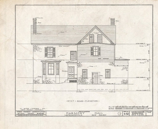 Blueprint HABS NJ,11-LAWR,1- (Sheet 3 of 12) - Harmony Hall, Main Street, Lawrenceville, Mercer County, NJ