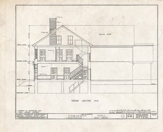 Blueprint HABS NJ,11-LAWR,1- (Sheet 5 of 12) - Harmony Hall, Main Street, Lawrenceville, Mercer County, NJ