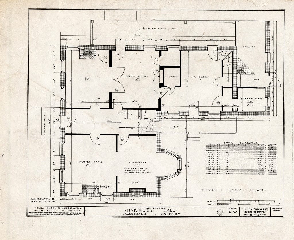 Blueprint HABS NJ,11-LAWR,1- (Sheet 6 of 12) - Harmony Hall, Main Street, Lawrenceville, Mercer County, NJ