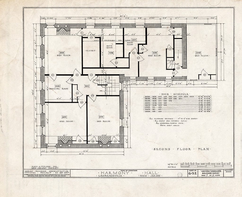Blueprint HABS NJ,11-LAWR,1- (Sheet 7 of 12) - Harmony Hall, Main Street, Lawrenceville, Mercer County, NJ