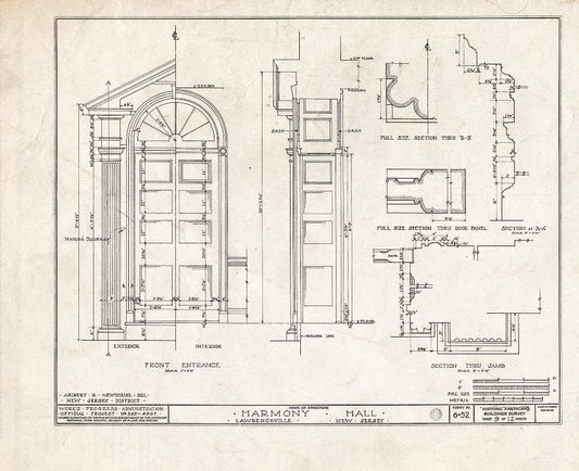 Blueprint HABS NJ,11-LAWR,1- (Sheet 9 of 12) - Harmony Hall, Main Street, Lawrenceville, Mercer County, NJ