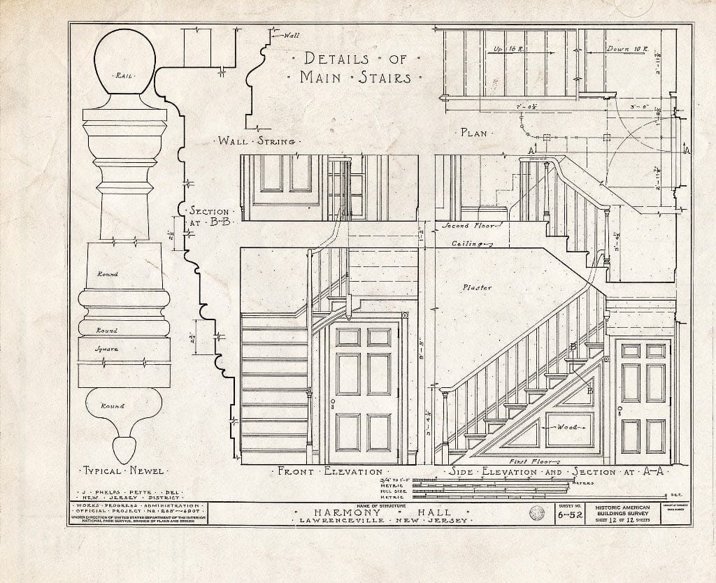 Blueprint HABS NJ,11-LAWR,1- (Sheet 12 of 12) - Harmony Hall, Main Street, Lawrenceville, Mercer County, NJ