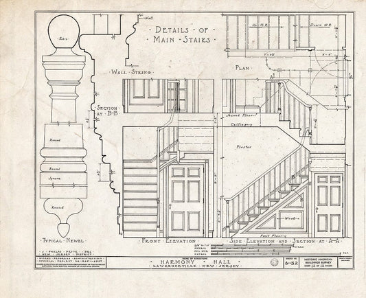 Blueprint HABS NJ,11-LAWR,1- (Sheet 12 of 12) - Harmony Hall, Main Street, Lawrenceville, Mercer County, NJ