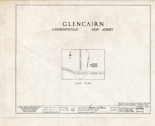 Blueprint HABS NJ,11-LAWR.V,1- (Sheet 0 of 15) - Glencairn, Lawrence Road, Lawrenceville, Mercer County, NJ