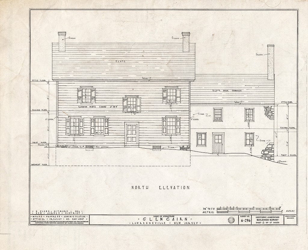 Blueprint HABS NJ,11-LAWR.V,1- (Sheet 2 of 15) - Glencairn, Lawrence Road, Lawrenceville, Mercer County, NJ