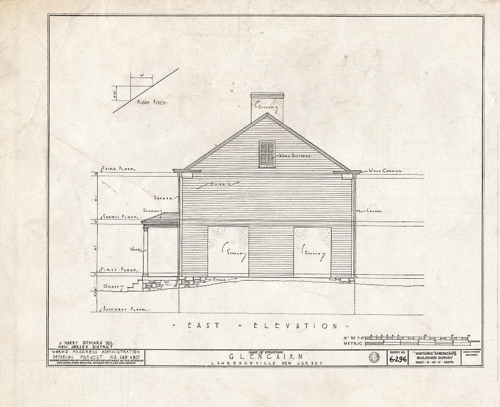 Blueprint HABS NJ,11-LAWR.V,1- (Sheet 4 of 15) - Glencairn, Lawrence Road, Lawrenceville, Mercer County, NJ