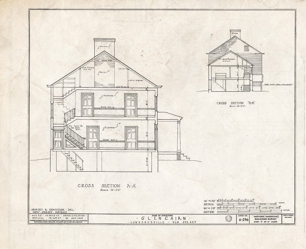 Blueprint HABS NJ,11-LAWR.V,1- (Sheet 5 of 15) - Glencairn, Lawrence Road, Lawrenceville, Mercer County, NJ