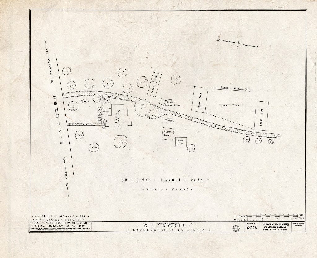 Blueprint HABS NJ,11-LAWR.V,1- (Sheet 6 of 15) - Glencairn, Lawrence Road, Lawrenceville, Mercer County, NJ