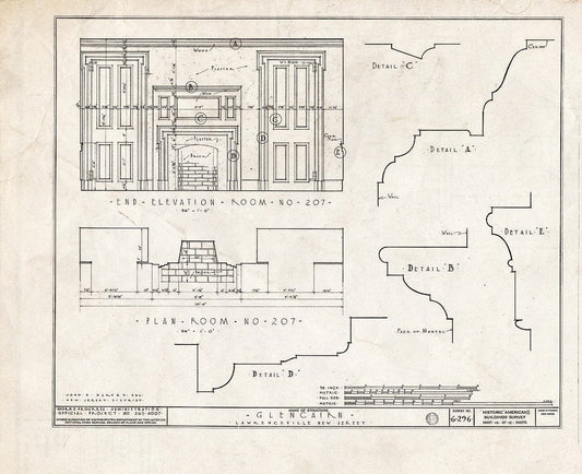 Blueprint HABS NJ,11-LAWR.V,1- (Sheet 12 of 15) - Glencairn, Lawrence Road, Lawrenceville, Mercer County, NJ
