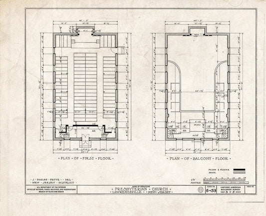 Blueprint HABS NJ,11-LAWR,2- (Sheet 3 of 5) - Presbyterian Church, Main Street, Lawrenceville, Mercer County, NJ