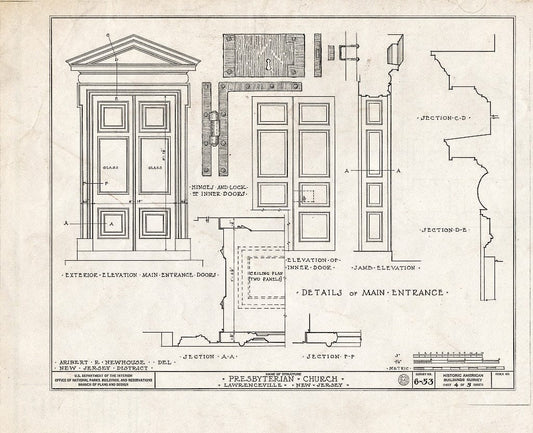 Blueprint HABS NJ,11-LAWR,2- (Sheet 4 of 5) - Presbyterian Church, Main Street, Lawrenceville, Mercer County, NJ