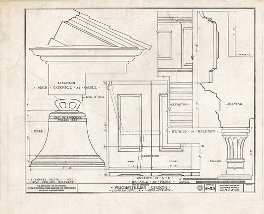Blueprint HABS NJ,11-LAWR,2- (Sheet 5 of 5) - Presbyterian Church, Main Street, Lawrenceville, Mercer County, NJ