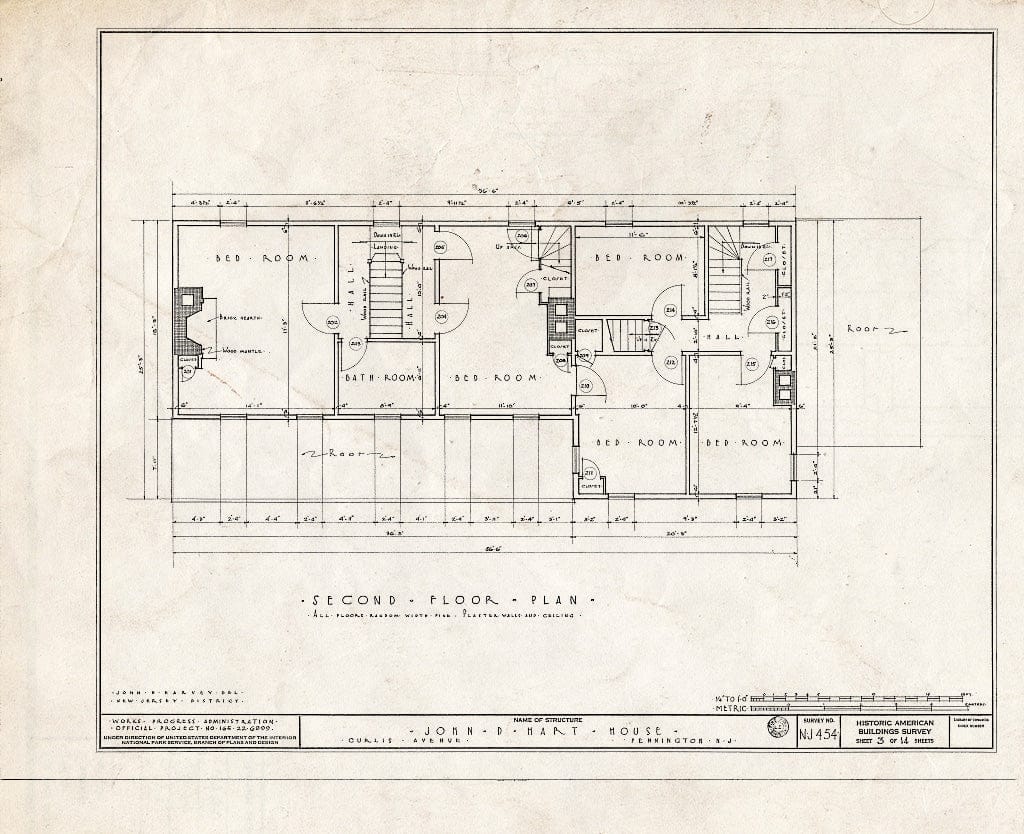 Blueprint HABS NJ,11-Pent,2- (Sheet 3 of 14) - John D. Hart House, Curlis Avenue, Pennington, Mercer County, NJ