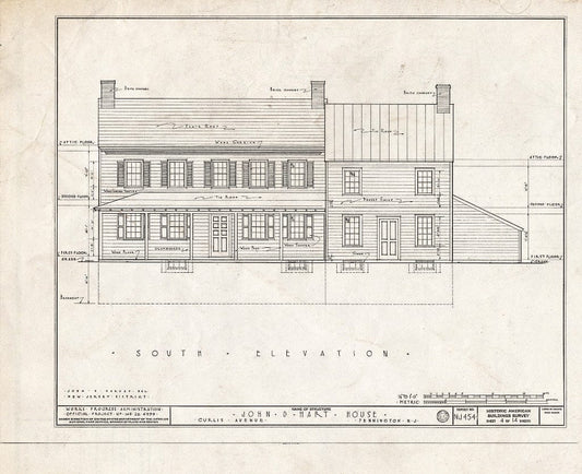 Blueprint HABS NJ,11-Pent,2- (Sheet 4 of 14) - John D. Hart House, Curlis Avenue, Pennington, Mercer County, NJ