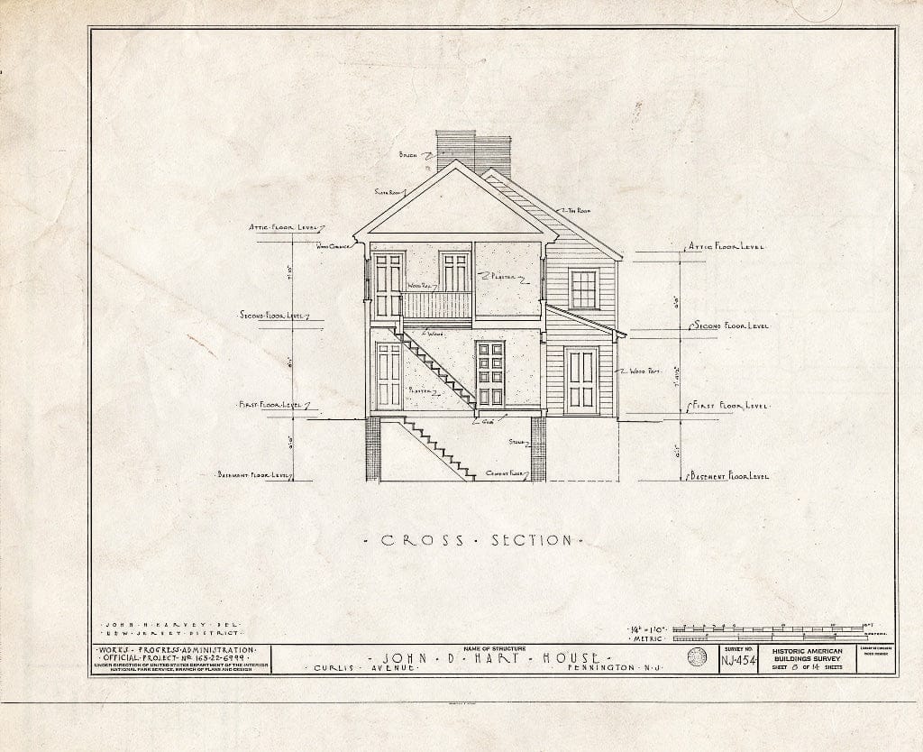 Blueprint HABS NJ,11-Pent,2- (Sheet 8 of 14) - John D. Hart House, Curlis Avenue, Pennington, Mercer County, NJ