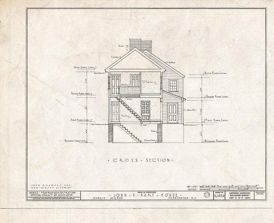 Blueprint HABS NJ,11-Pent,2- (Sheet 8 of 14) - John D. Hart House, Curlis Avenue, Pennington, Mercer County, NJ
