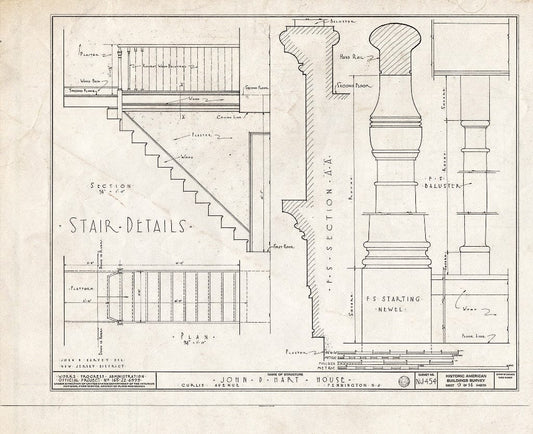Blueprint HABS NJ,11-Pent,2- (Sheet 9 of 14) - John D. Hart House, Curlis Avenue, Pennington, Mercer County, NJ