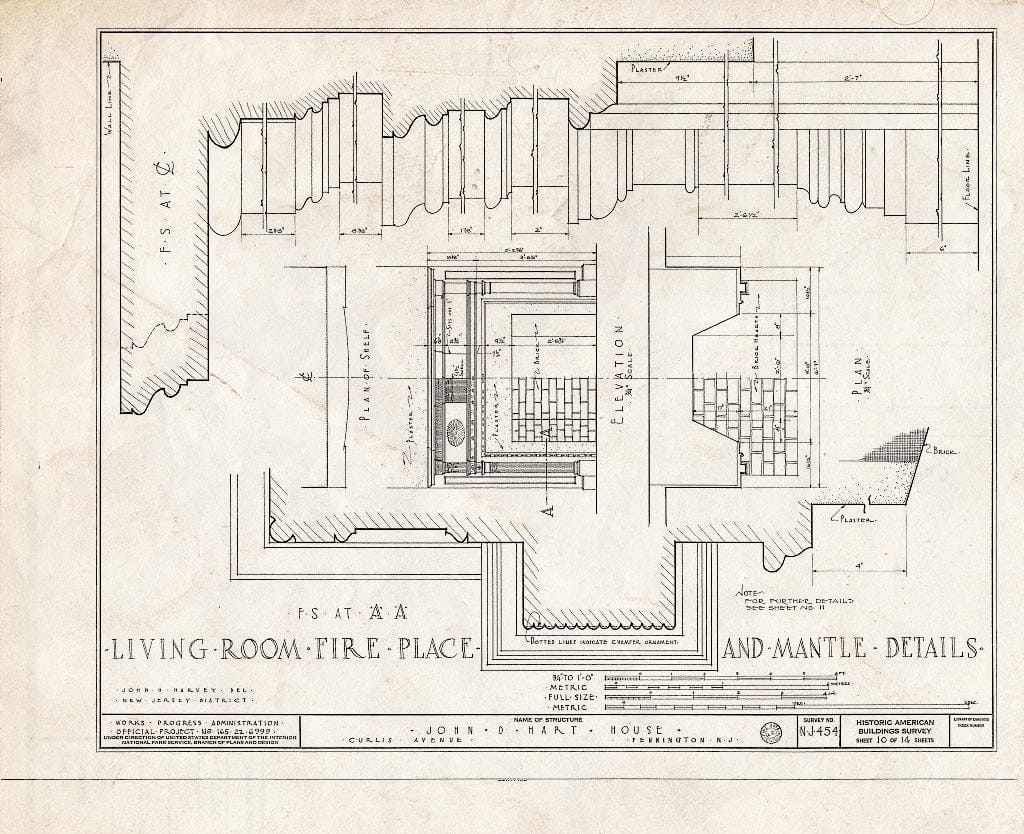 Blueprint HABS NJ,11-Pent,2- (Sheet 10 of 14) - John D. Hart House, Curlis Avenue, Pennington, Mercer County, NJ