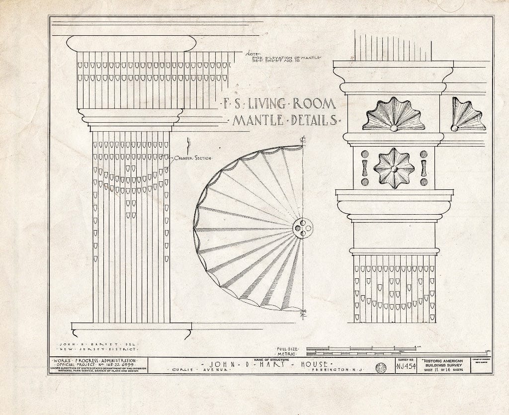 Blueprint HABS NJ,11-Pent,2- (Sheet 11 of 14) - John D. Hart House, Curlis Avenue, Pennington, Mercer County, NJ