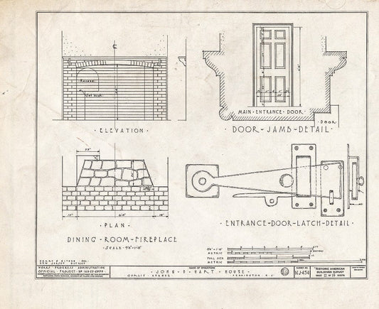 Blueprint HABS NJ,11-Pent,2- (Sheet 12 of 14) - John D. Hart House, Curlis Avenue, Pennington, Mercer County, NJ