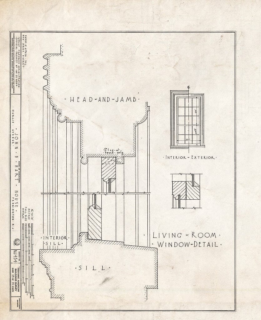 Blueprint HABS NJ,11-Pent,2- (Sheet 13 of 14) - John D. Hart House, Curlis Avenue, Pennington, Mercer County, NJ