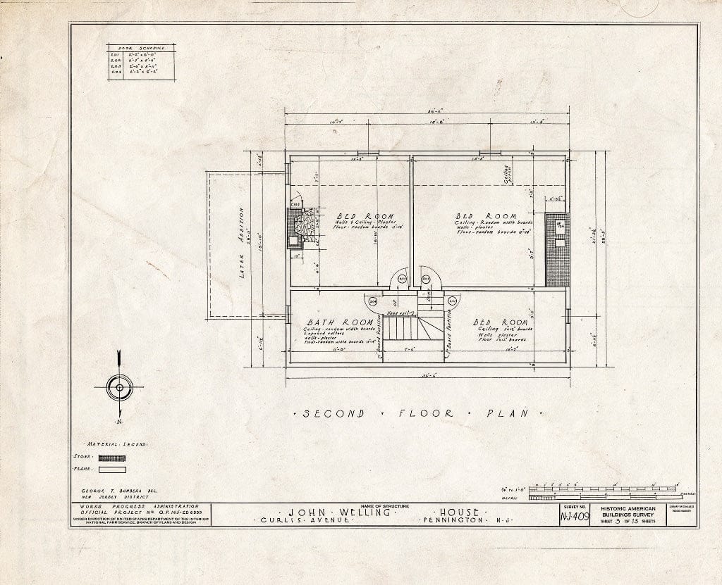 Blueprint HABS NJ,11-Pent,1- (Sheet 3 of 13) - John Welling House, Curlis Avenue, Pennington, Mercer County, NJ