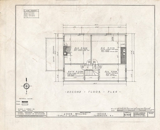 Blueprint HABS NJ,11-Pent,1- (Sheet 3 of 13) - John Welling House, Curlis Avenue, Pennington, Mercer County, NJ