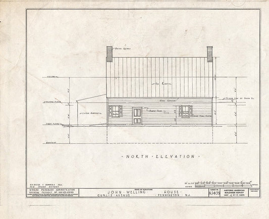 Blueprint HABS NJ,11-Pent,1- (Sheet 4 of 13) - John Welling House, Curlis Avenue, Pennington, Mercer County, NJ