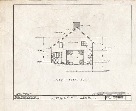 Blueprint HABS NJ,11-Pent,1- (Sheet 6 of 13) - John Welling House, Curlis Avenue, Pennington, Mercer County, NJ